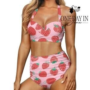 CharmLeaks Halter Molded Cup High Waisted Bikini Size 2XL